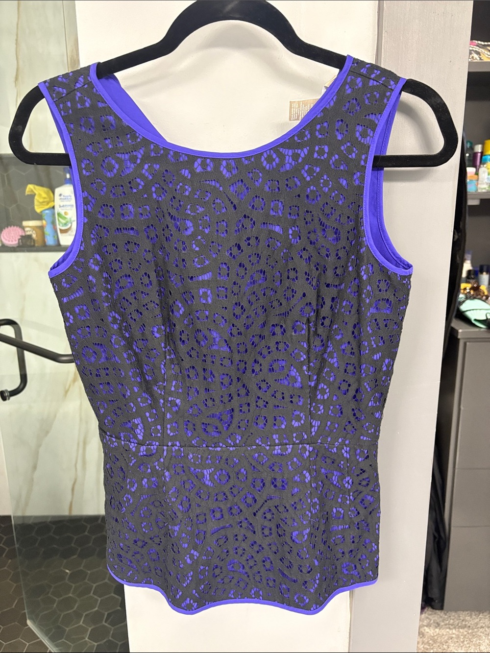 Banana Republic Black Eyelet Tank with Violet Underlay